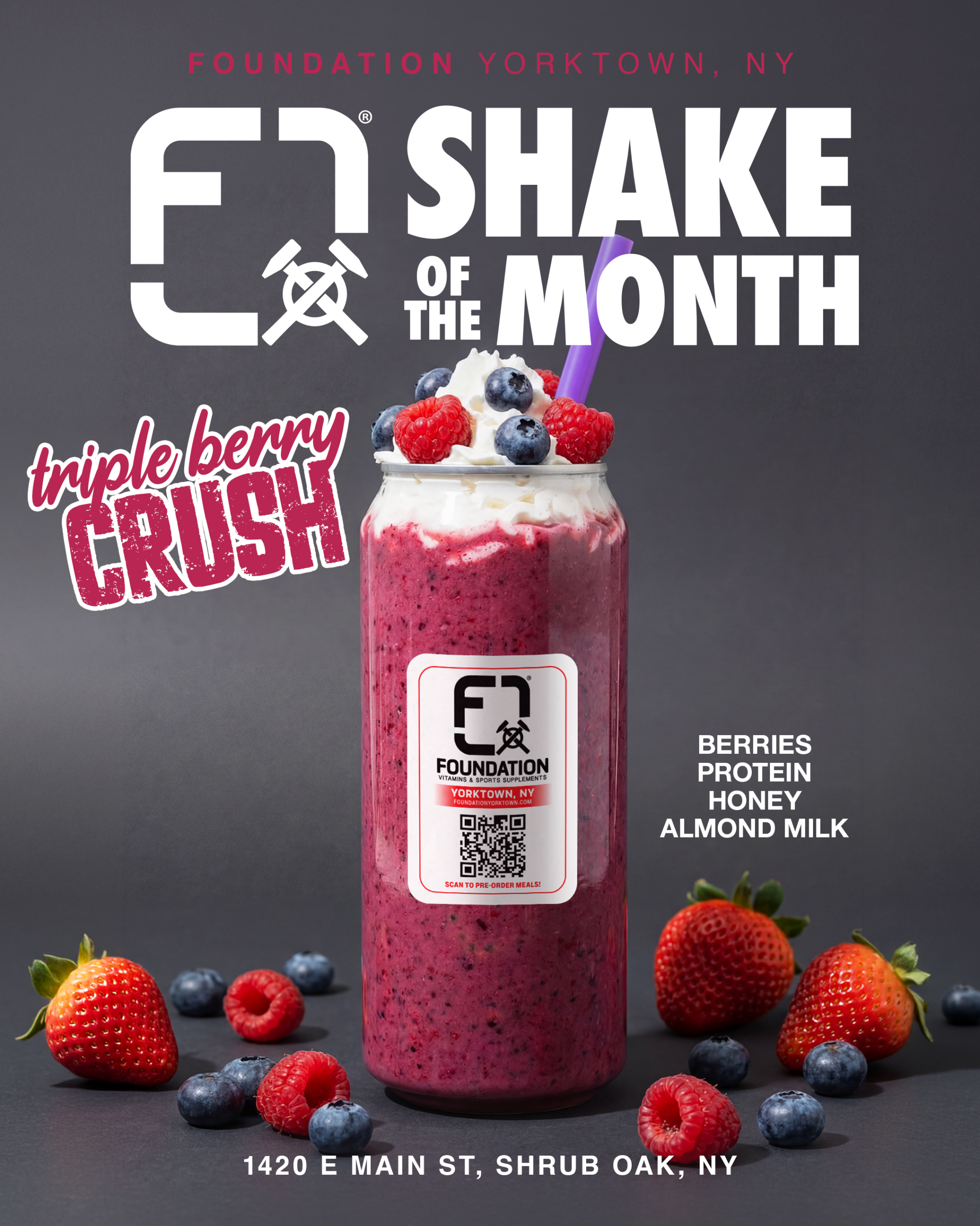 The Triple Berry Crush shake of the month Foundation Yorktown